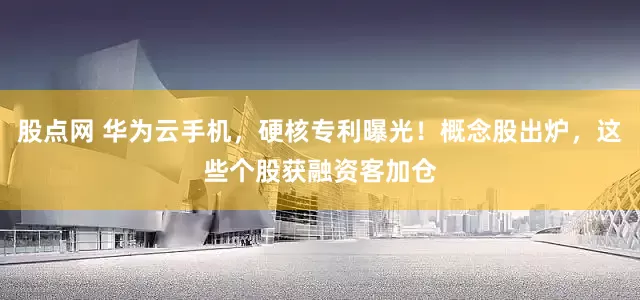 股点网 华为云手机，硬核专利曝光！概念股出炉，这些个股获融资客加仓